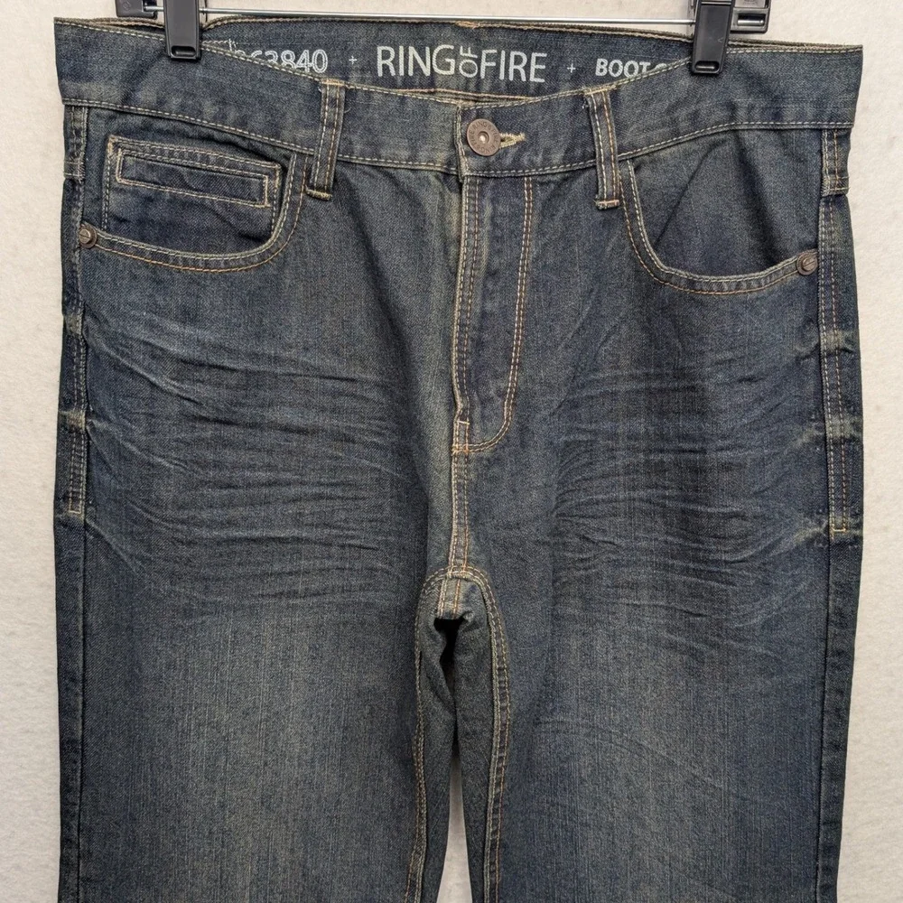 New Ring of Fire Boot Cut Jeans Men 34x34 Blue Del Rey‎ Ave Dark Wash Denim